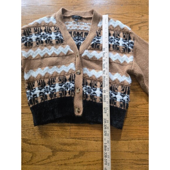 Ann Taylor Fair Isle Cropped Cardigan Sweater Womens Size Medium - Picture 6 of 7